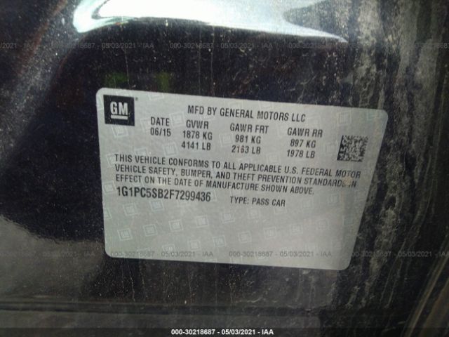 Photo 8 VIN: 1G1PC5SB2F7299436 - CHEVROLET CRUZE 