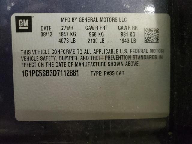 Photo 11 VIN: 1G1PC5SB3D7112881 - CHEVROLET CRUZE LT 