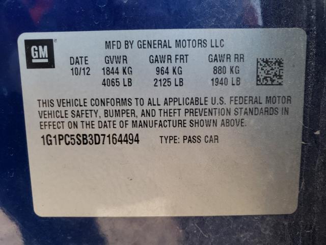 Photo 9 VIN: 1G1PC5SB3D7164494 - CHEVROLET CRUZE LT 