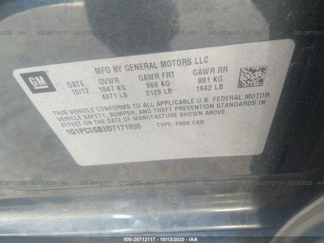 Photo 8 VIN: 1G1PC5SB3D7171896 - CHEVROLET CRUZE 