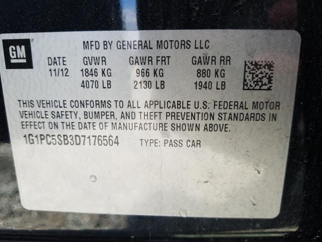 Photo 9 VIN: 1G1PC5SB3D7176564 - CHEVROLET CRUZE LT 