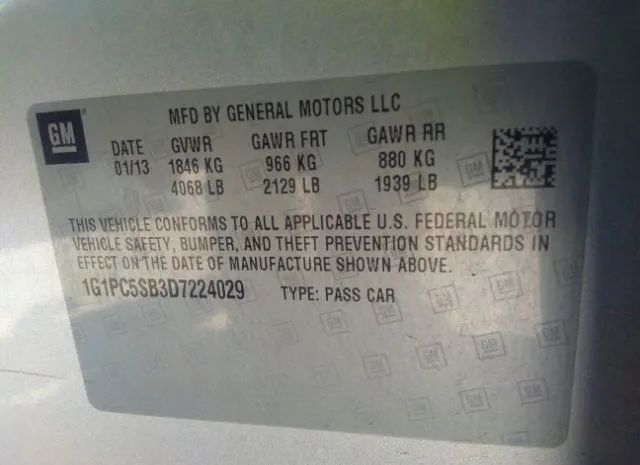 Photo 8 VIN: 1G1PC5SB3D7224029 - CHEVROLET CRUZE 