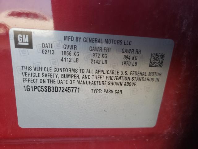 Photo 9 VIN: 1G1PC5SB3D7245771 - CHEVROLET CRUZE LT 