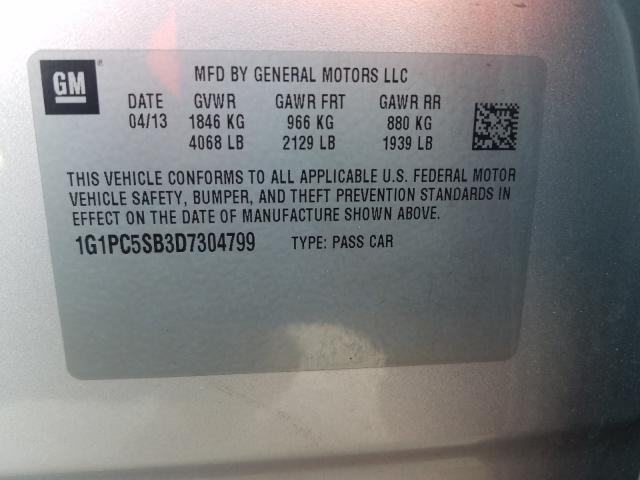 Photo 9 VIN: 1G1PC5SB3D7304799 - CHEVROLET CRUZE LT 