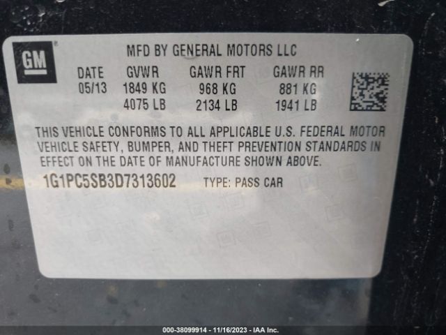 Photo 8 VIN: 1G1PC5SB3D7313602 - CHEVROLET CRUZE 