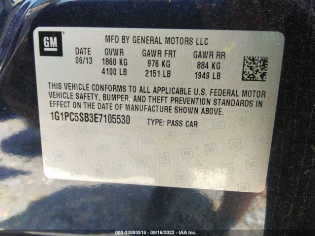 Photo 8 VIN: 1G1PC5SB3E7105530 - CHEVROLET CRUZE 