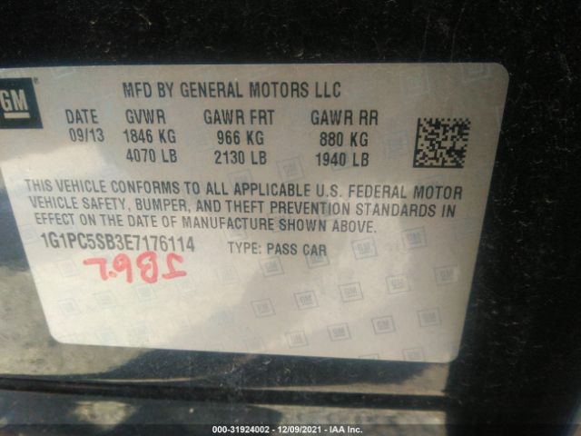 Photo 8 VIN: 1G1PC5SB3E7176114 - CHEVROLET CRUZE 