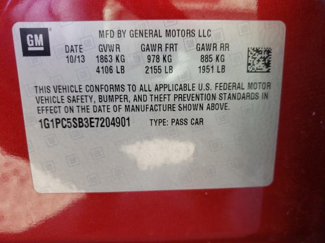 Photo 9 VIN: 1G1PC5SB3E7204901 - CHEVROLET CRUZE LT 