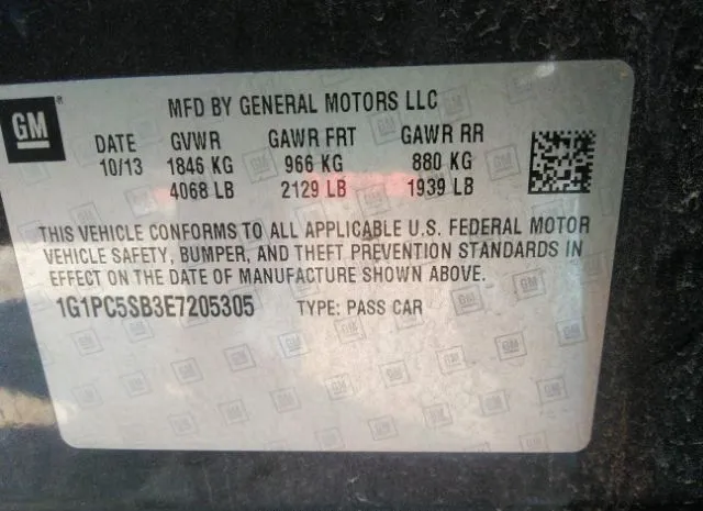 Photo 8 VIN: 1G1PC5SB3E7205305 - CHEVROLET CRUZE 