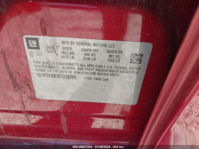 Photo 8 VIN: 1G1PC5SB3E7218765 - CHEVROLET CRUZE 