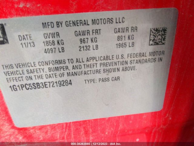 Photo 8 VIN: 1G1PC5SB3E7219284 - CHEVROLET CRUZE 