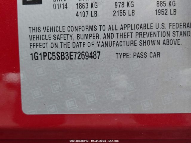 Photo 8 VIN: 1G1PC5SB3E7269487 - CHEVROLET CRUZE 