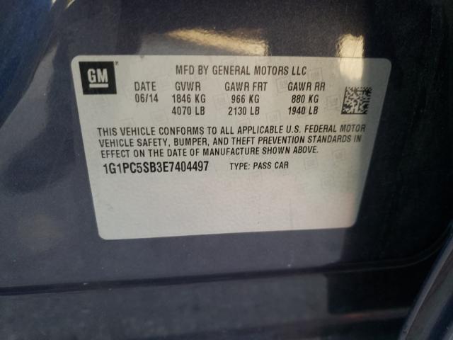 Photo 9 VIN: 1G1PC5SB3E7404497 - CHEVROLET CRUZE LT 