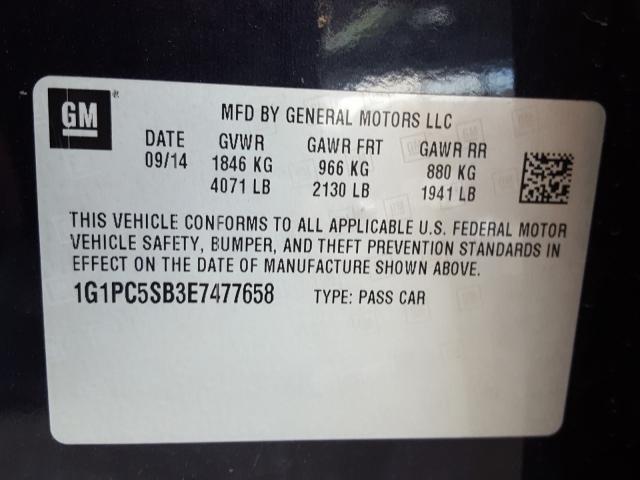 Photo 9 VIN: 1G1PC5SB3E7477658 - CHEVROLET CRUZE LT 