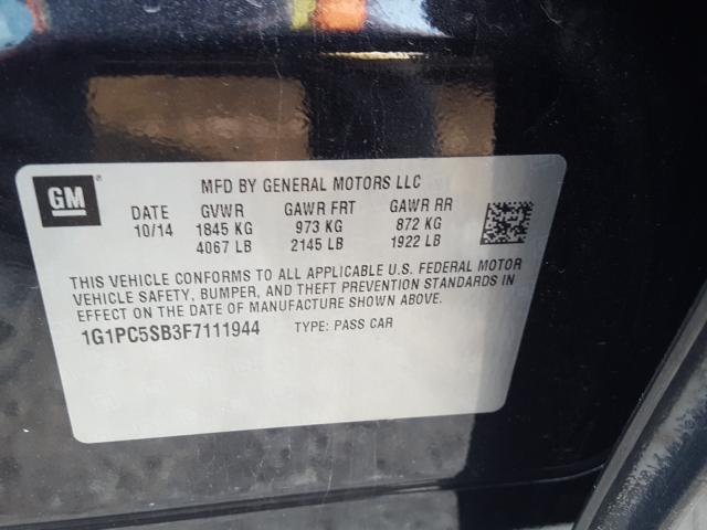 Photo 9 VIN: 1G1PC5SB3F7111944 - CHEVROLET CRUZE LT 