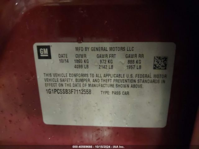 Photo 8 VIN: 1G1PC5SB3F7112558 - CHEVROLET CRUZE 