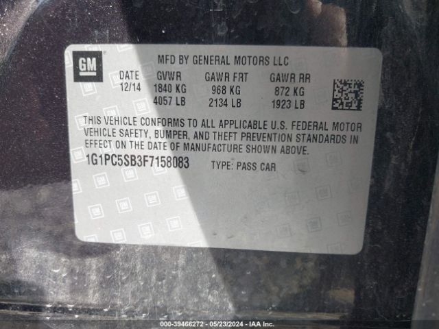 Photo 8 VIN: 1G1PC5SB3F7158083 - CHEVROLET CRUZE 