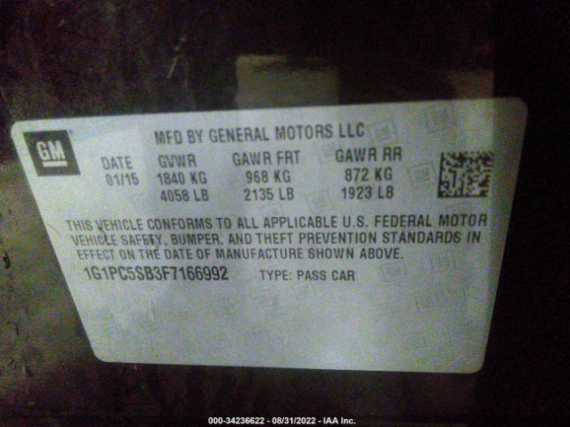 Photo 8 VIN: 1G1PC5SB3F7166992 - CHEVROLET CRUZE 