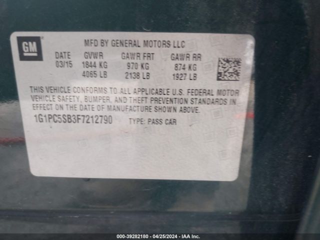 Photo 8 VIN: 1G1PC5SB3F7212790 - CHEVROLET CRUZE 