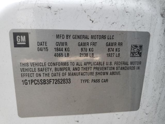 Photo 11 VIN: 1G1PC5SB3F7262833 - CHEVROLET CRUZE LT 