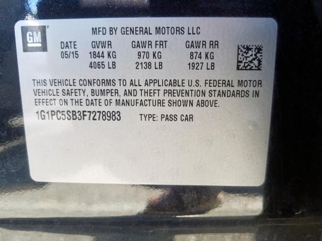 Photo 9 VIN: 1G1PC5SB3F7278983 - CHEVROLET CRUZE LT 