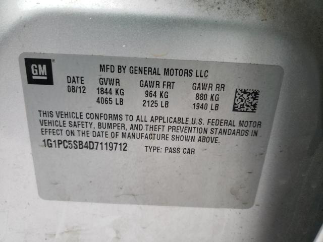 Photo 9 VIN: 1G1PC5SB4D7119712 - CHEVROLET CRUZE LT 