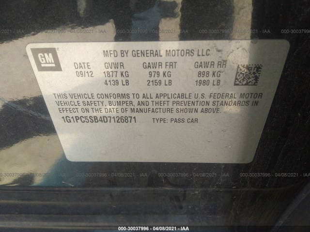 Photo 8 VIN: 1G1PC5SB4D7126871 - CHEVROLET CRUZE 