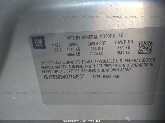 Photo 8 VIN: 1G1PC5SB4D7149907 - CHEVROLET CRUZE 