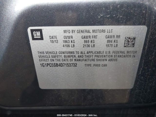 Photo 8 VIN: 1G1PC5SB4D7153732 - CHEVROLET CRUZE 