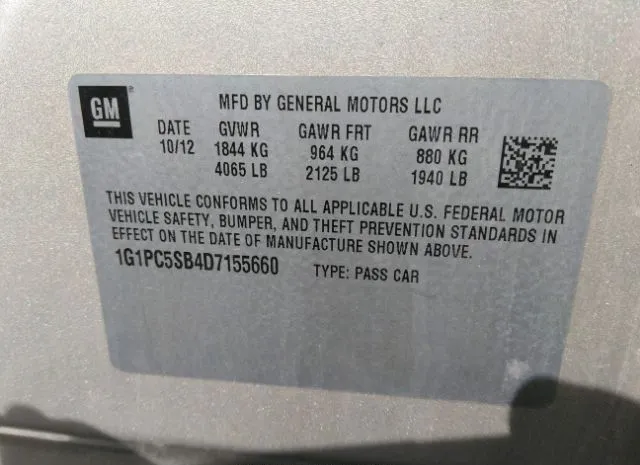 Photo 8 VIN: 1G1PC5SB4D7155660 - CHEVROLET CRUZE 