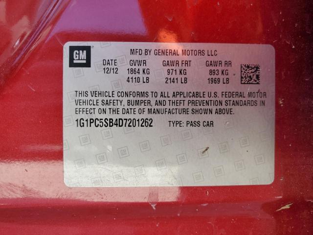 Photo 12 VIN: 1G1PC5SB4D7201262 - CHEVROLET CRUZE LT 