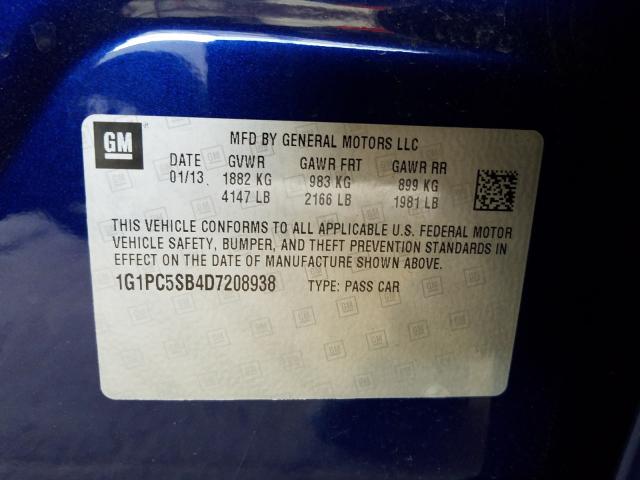 Photo 9 VIN: 1G1PC5SB4D7208938 - CHEVROLET CRUZE LT 