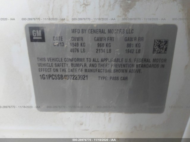 Photo 8 VIN: 1G1PC5SB4D7229921 - CHEVROLET CRUZE 