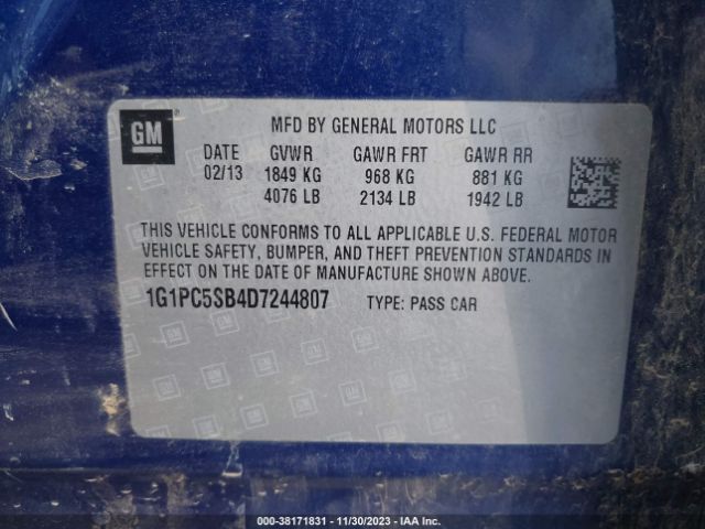 Photo 8 VIN: 1G1PC5SB4D7244807 - CHEVROLET CRUZE 