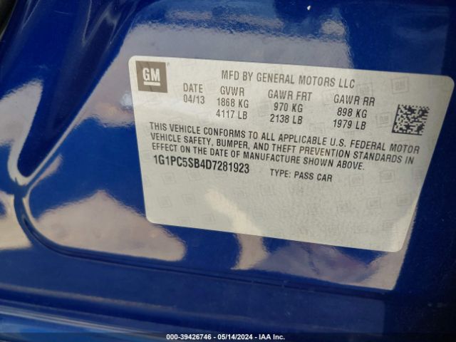 Photo 8 VIN: 1G1PC5SB4D7281923 - CHEVROLET CRUZE 