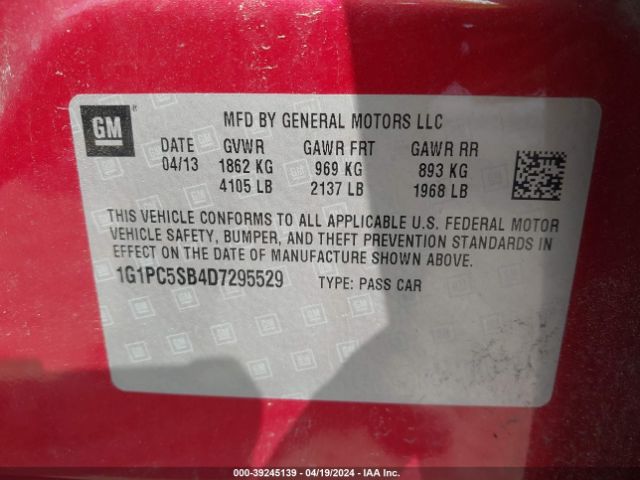 Photo 8 VIN: 1G1PC5SB4D7295529 - CHEVROLET CRUZE 