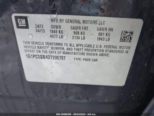 Photo 8 VIN: 1G1PC5SB4D7295787 - CHEVROLET CRUZE 