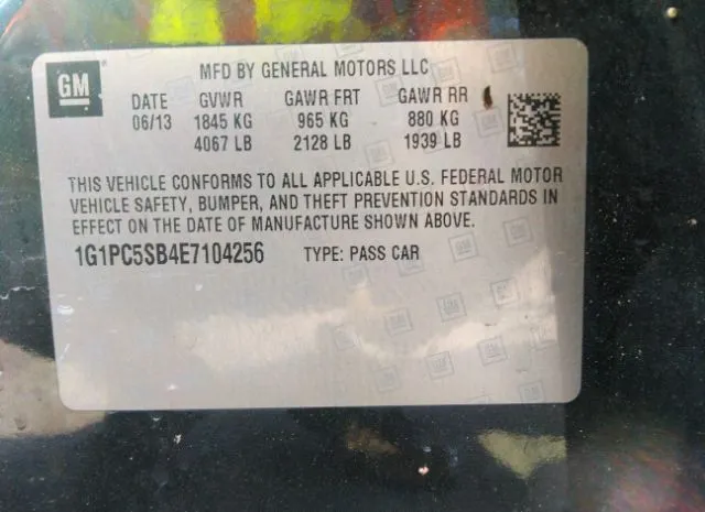 Photo 8 VIN: 1G1PC5SB4E7104256 - CHEVROLET CRUZE 