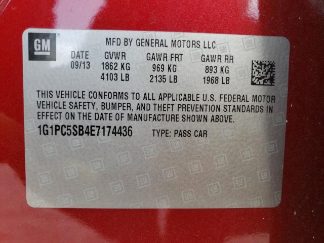 Photo 9 VIN: 1G1PC5SB4E7174436 - CHEVROLET CRUZE LT 