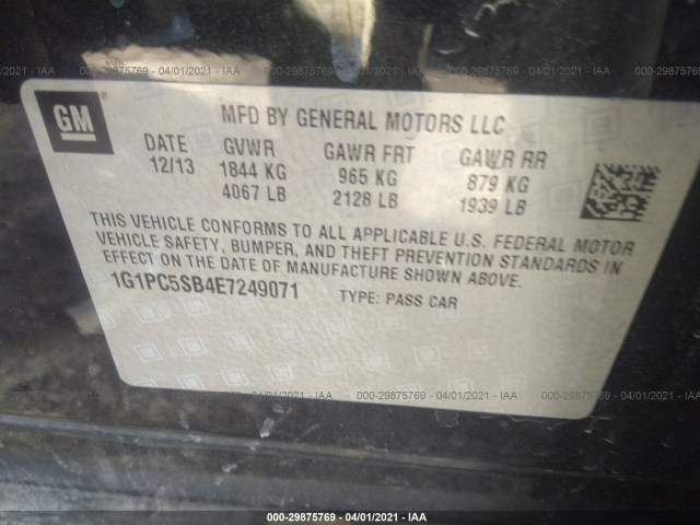 Photo 8 VIN: 1G1PC5SB4E7249071 - CHEVROLET CRUZE 