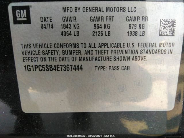 Photo 8 VIN: 1G1PC5SB4E7367444 - CHEVROLET CRUZE 