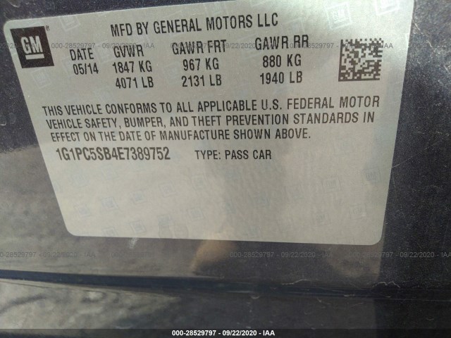 Photo 8 VIN: 1G1PC5SB4E7389752 - CHEVROLET CRUZE 