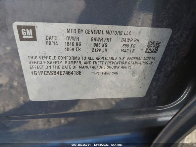 Photo 8 VIN: 1G1PC5SB4E7464188 - CHEVROLET CRUZE 