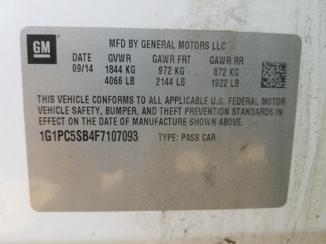 Photo 9 VIN: 1G1PC5SB4F7107093 - CHEVROLET CRUZE LT 