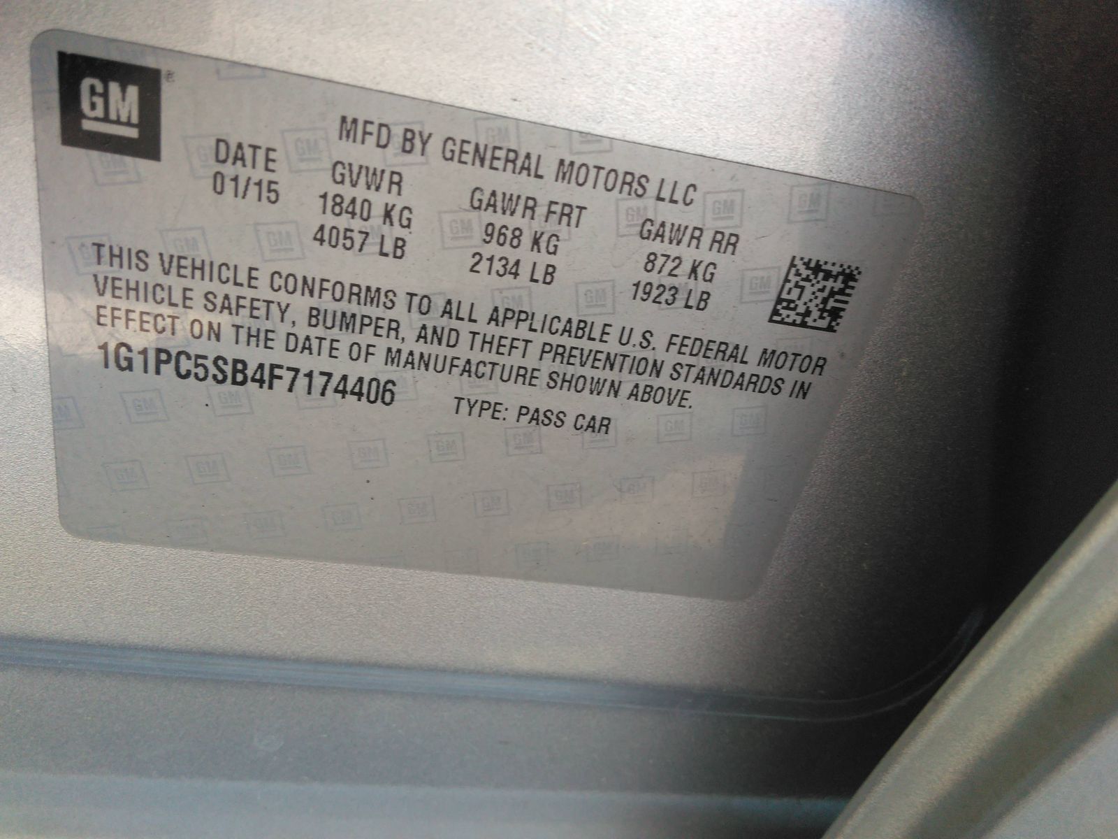 Photo 5 VIN: 1G1PC5SB4F7174406 - CHEVROLET CRUZE 