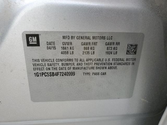 Photo 9 VIN: 1G1PC5SB4F7240999 - CHEVROLET CRUZE LT 