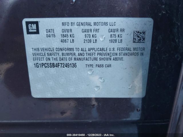 Photo 8 VIN: 1G1PC5SB4F7249136 - CHEVROLET CRUZE 