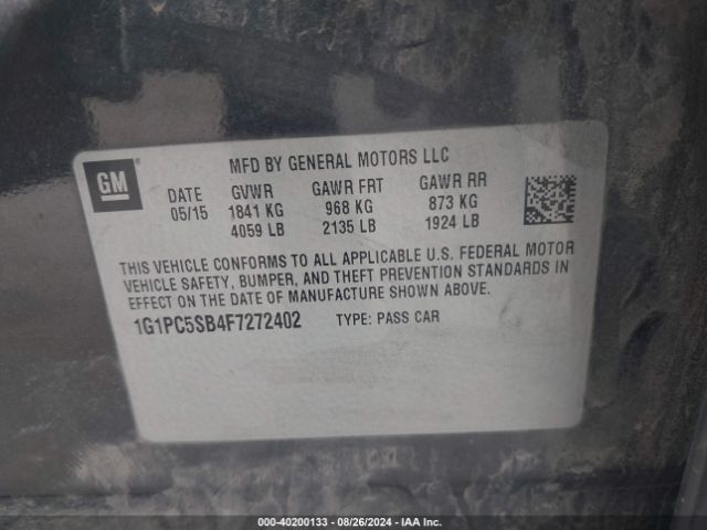 Photo 8 VIN: 1G1PC5SB4F7272402 - CHEVROLET CRUZE 