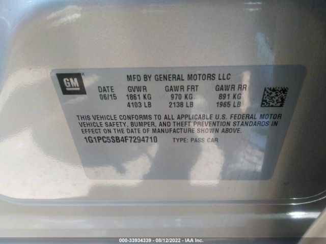 Photo 8 VIN: 1G1PC5SB4F7294710 - CHEVROLET CRUZE 