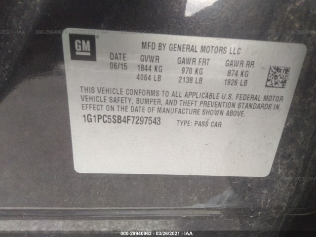 Photo 8 VIN: 1G1PC5SB4F7297543 - CHEVROLET CRUZE 